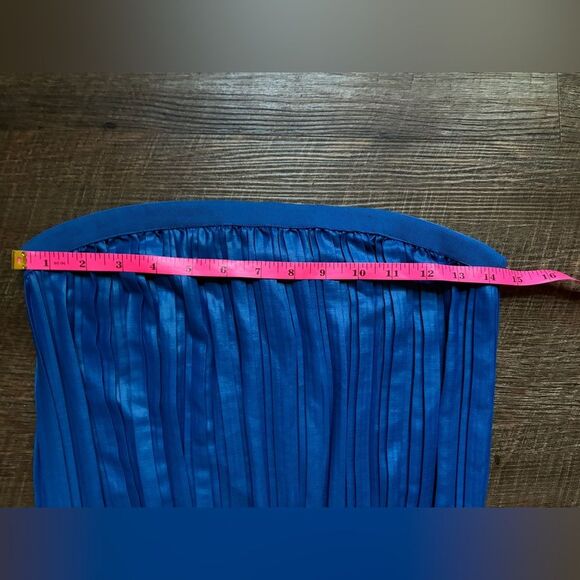 BCBGMaxAzria Mateo strapless pleated maxi dress satin glam royal blue s S EUC - Picture 11 of 16